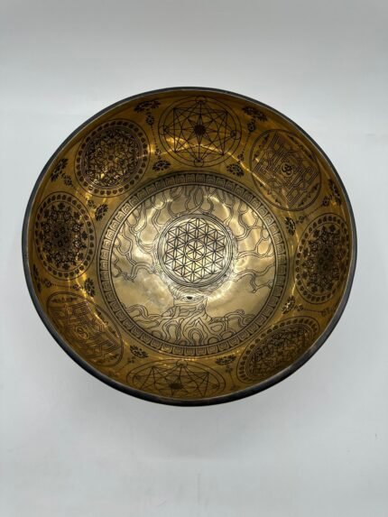 Sacred Geometry with Flower of Life Tibetan Singing Bowl