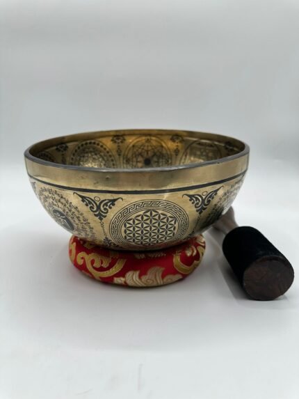 Sacred Geometry with Flower of Life Tibetan Singing Bowl