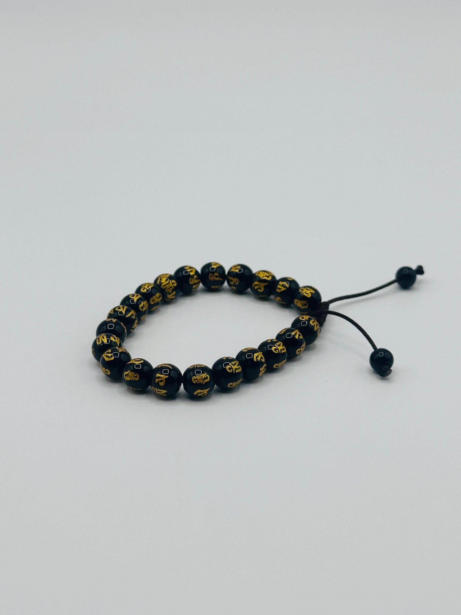 Om Mani Padme Hum Black stone Beads Bracelet Om Mani Padme Hum Black stone Beads Bracelet