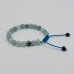 Aquamarine & Black Accent Stone Beads Bracelet
