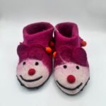 Handmade Pink Clown Felt Slippers