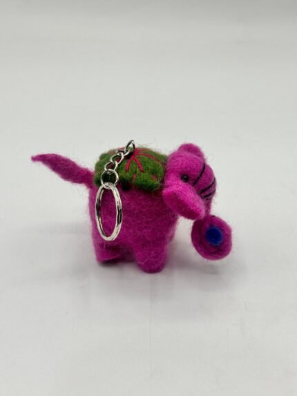 Pink Elephant Felt Key Ring