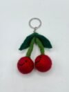 Smiling Cherry Felt Key Ring