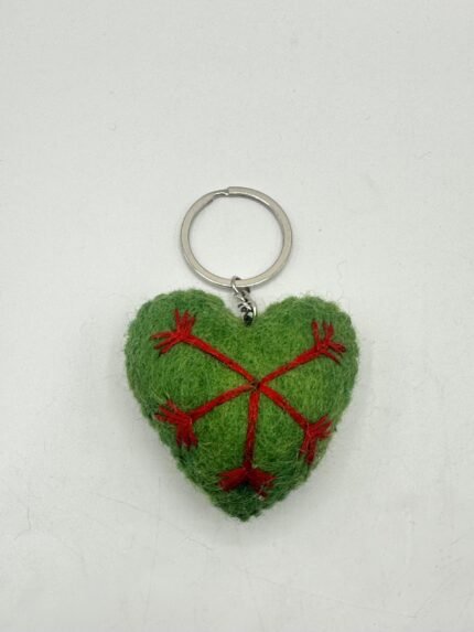 Green Heart Felt Key Ring