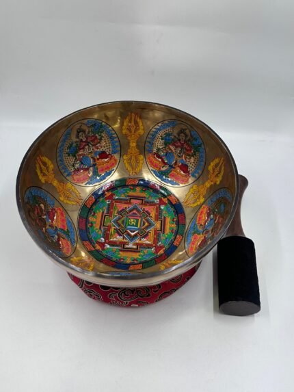 Tibetan Mandala Singing Bowl with Deity Art