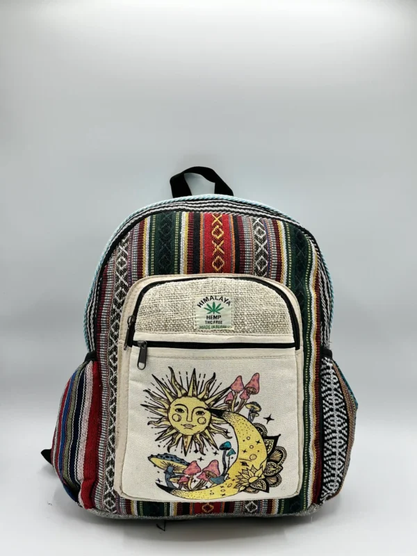 Boho Sun and Moon Hemp Backpack