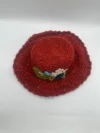 Red Hemp Crochet Flower Hat