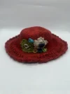 Red Hemp Crochet Flower Hat