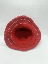 Red Hemp Crochet Flower Hat