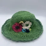 Green Hemp Crochet Flower Hat
