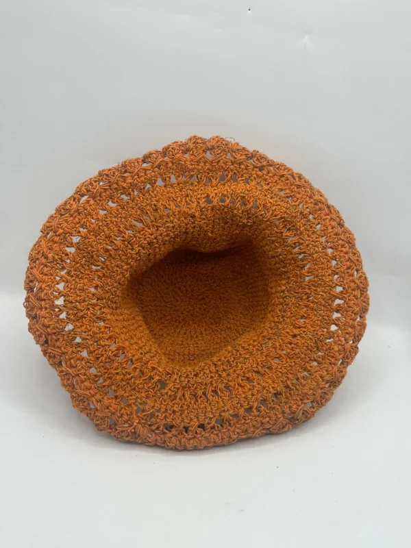 boho orange hemp crochet sun hat