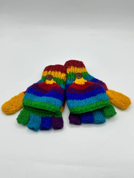 Rainbow Striped Woolen Gloves