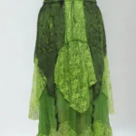 Green Bohemian Patchwork Maxi Skirt