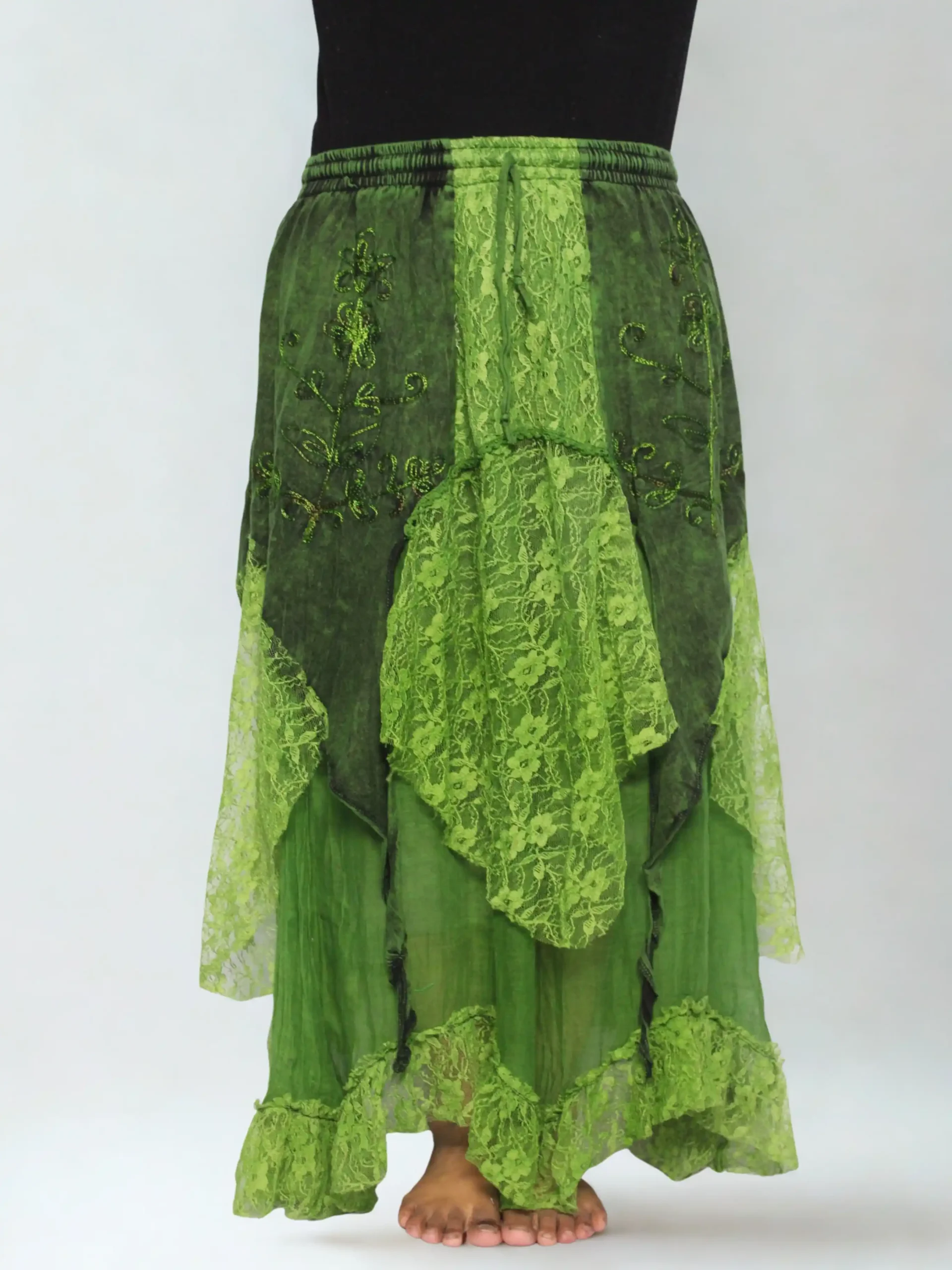 Green Bohemian Patchwork Maxi Skirt Green Bohemian Patchwork Maxi Skirt