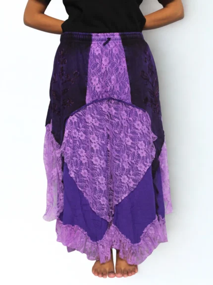 Purple Bohemian Patchwork Maxi Skirt