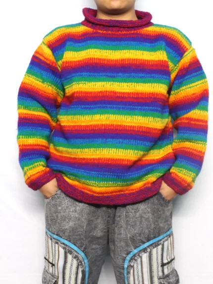 Handcrafted Rainbow Woolen Sweater