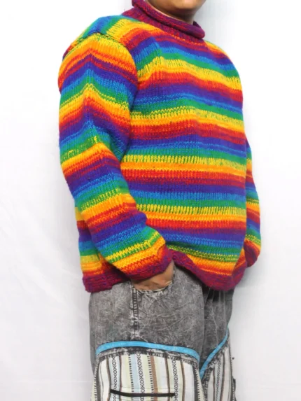 Handcrafted Rainbow Woolen Sweater