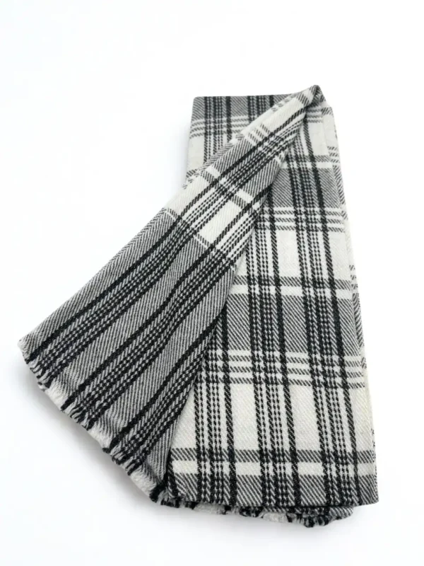 Black Grey Check Pashmina Scarf