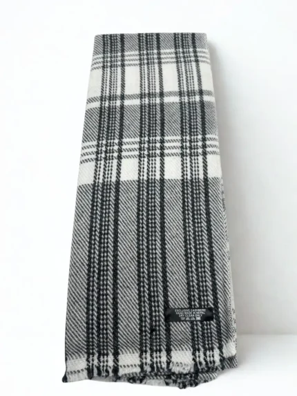 Black Grey Check Pashmina Scarf