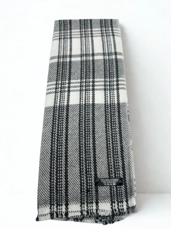 Black Grey Check Pashmina Scarf