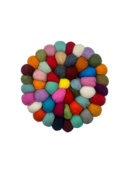 Multicolor Mosaic Felt Ball Coaster