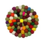 Vibrant Rainbow Felt Ball Coaster