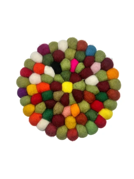 Vibrant Rainbow Felt Ball Coaster