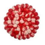 Festive Red White Wool Felt Coaster