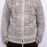 Natural Grey Cable Knit Woolen Jacket