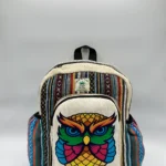 Handmade Colorful Owl Hemp Backpack