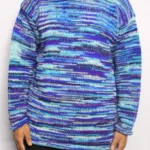Handmade Blue Multicolor Woolen Sweater