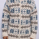 Handknit Nordic Snowflake Woolen Jacket