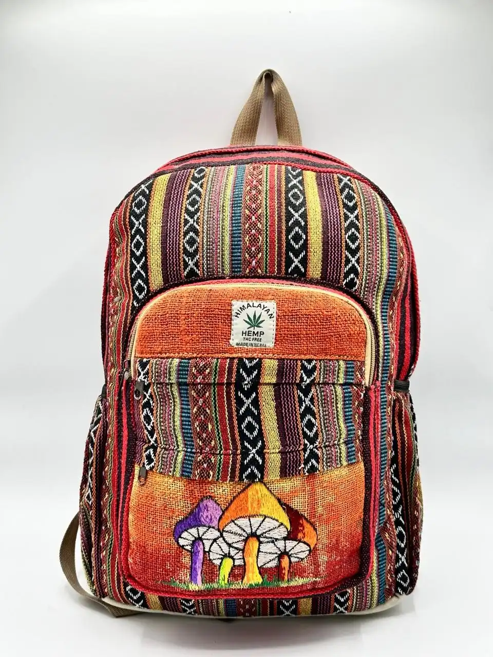 Mushroom Embroidery Hemp Backpack Mushroom Embroidery Hemp Backpack