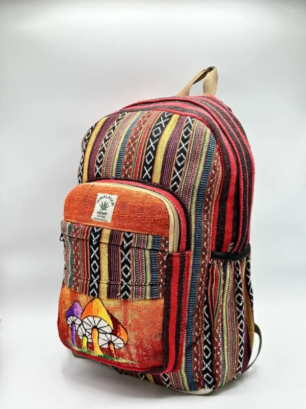 Mushroom Embroidery Hemp Backpack