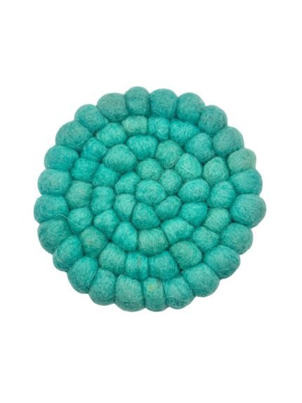 Handmade Turquoise Felt Ball Coaster