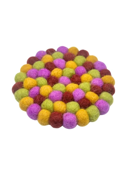 Handmade Multicolor Felt Ball Coaster