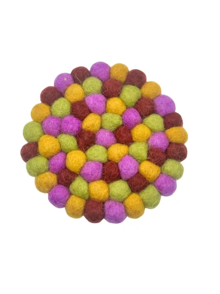 Handmade Multicolor Felt Ball Coaster