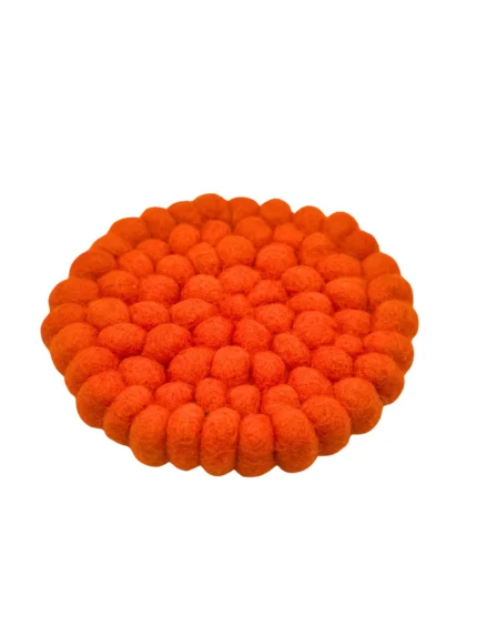 Handmade Orange Felt Ball Coaster