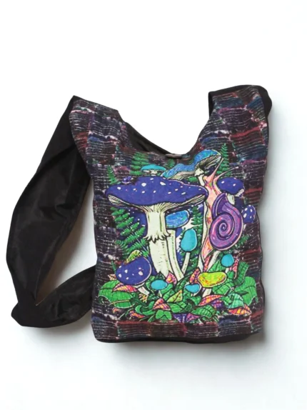 Blue Mushroom Print Shoulder Bag