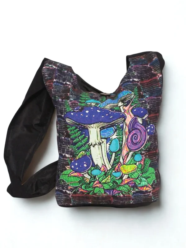 Blue Mushroom Print Shoulder Bag